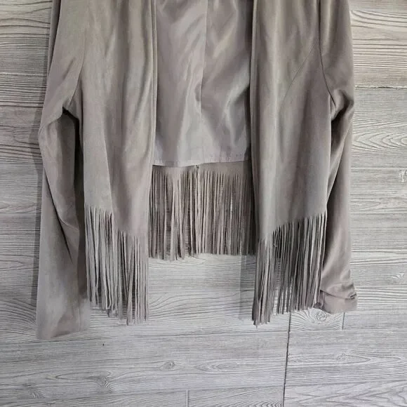 Torrid Suede Fringe Jacket Womens SZ 0 (L/12) Tan Bolaro Faux Cropped - Picture 4 of 6